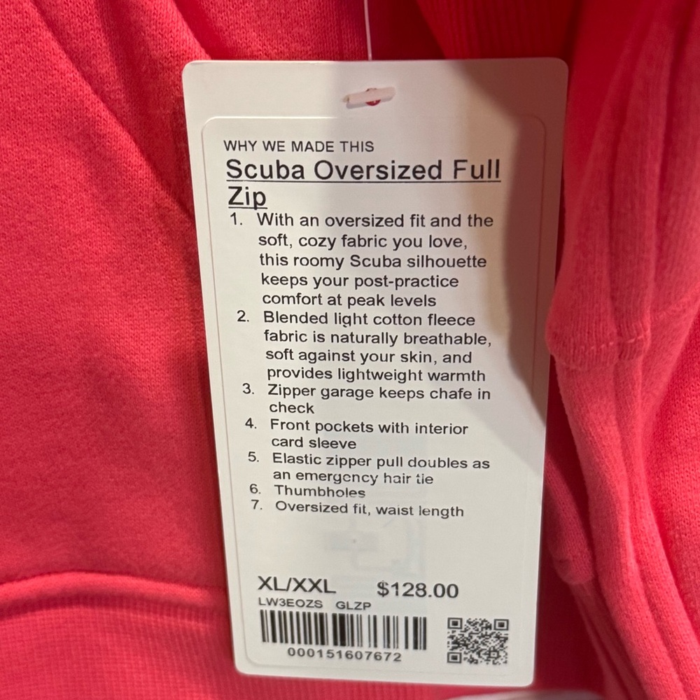 NWT Lululemon Scuba Oversized Full-Zip Hoodie in Glaze Pink Sz XL/XXL - Picture 8 of 13